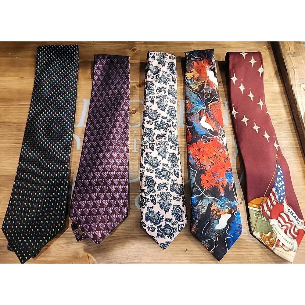 5 Vintage Ties Assorted Colors, Name Brands,‎ Designs Neck Ties